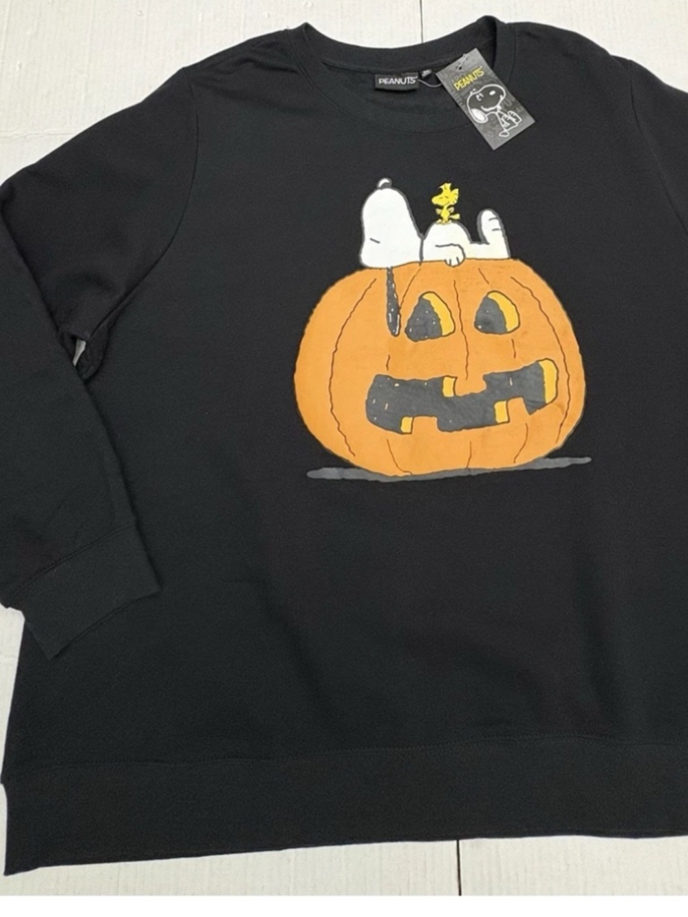Peanuts Halloween Pumpkin Black Pullover Sweatshirt